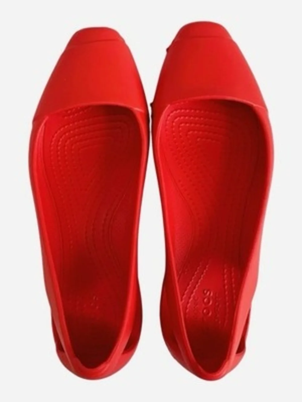 Crocs Womens Sz 6 W Red Iconic Comfort Ballet Flats Slip On Shoes Washable EXC